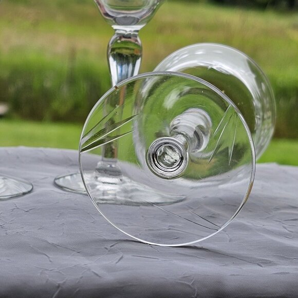 Rock Sharpe Floral Handcut Cocktail Glasses 5.75" set/3 midcentury dinner party - Picture 7 of 13